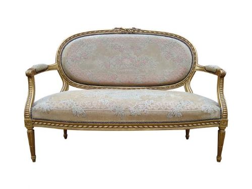 a late 19th century louis xvi style giltwood showframe salon settee