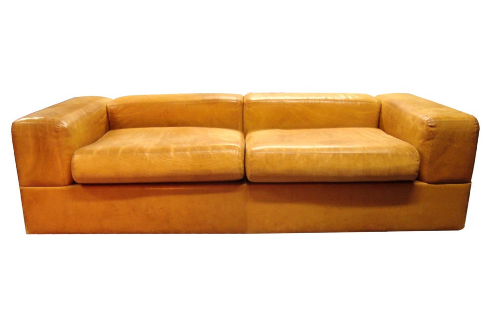 a very rare french retro leather sofabed