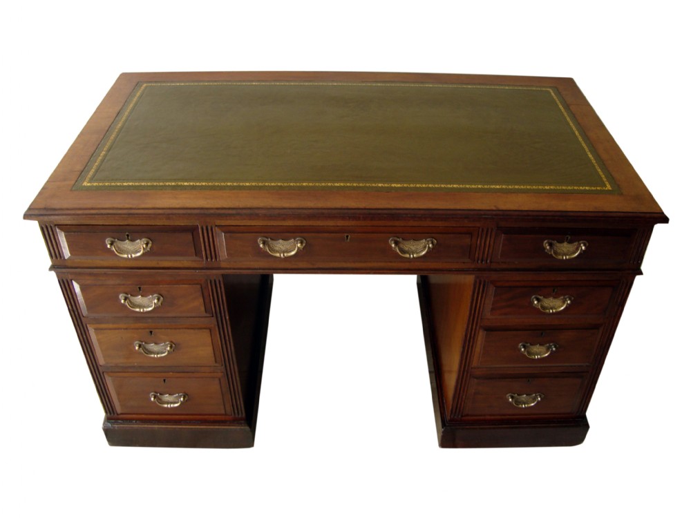 a superior quality edwardian pedestal writing desk