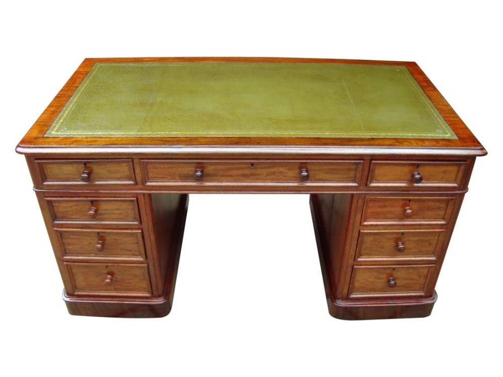 an impressive large victorian pedestal writing desk